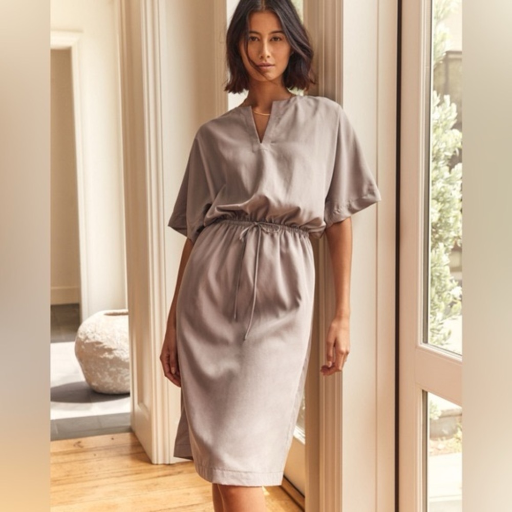Sophisticated Taupe Midi Dress